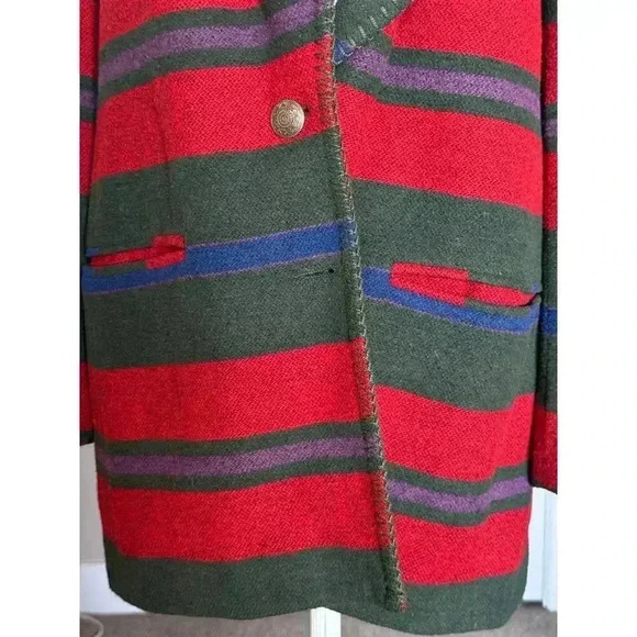 Vintage 90’s Casual Corner Womens Aztec Western Wool Blend Jacket Sz 10 - Picture 5 of 8